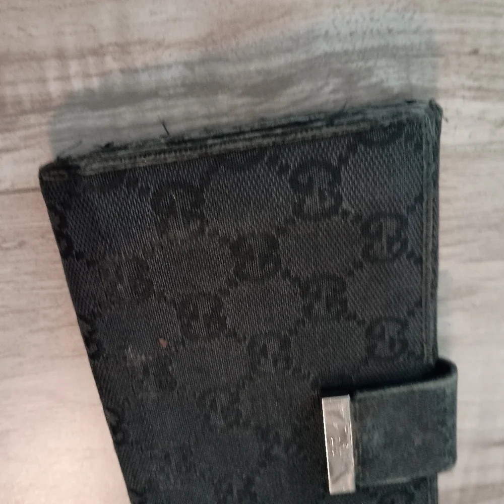 Authentic Gucci Denim Black GG Supreme Long Wallet